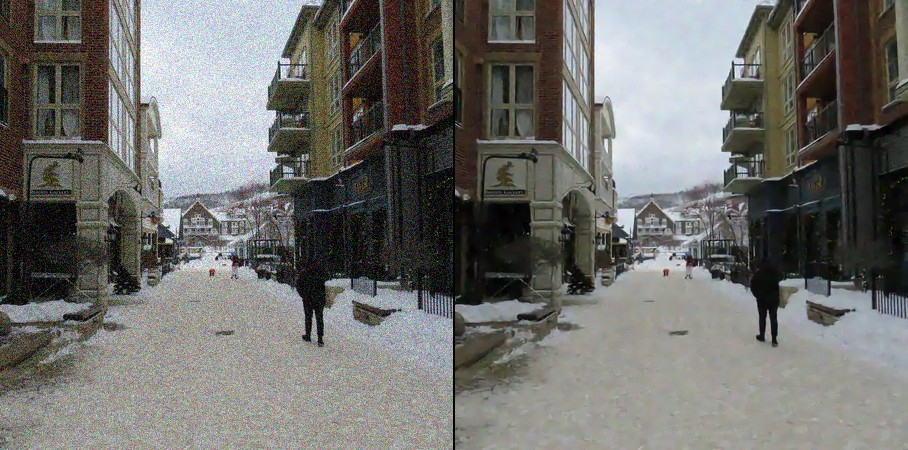 Snowy village street